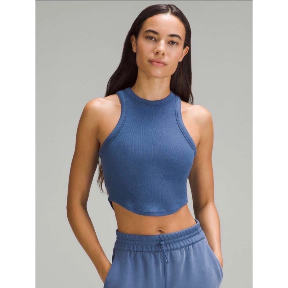 Lululemon hold tight Cropped Racerback Tank Top Blue Size 2 yoga barre Pilates